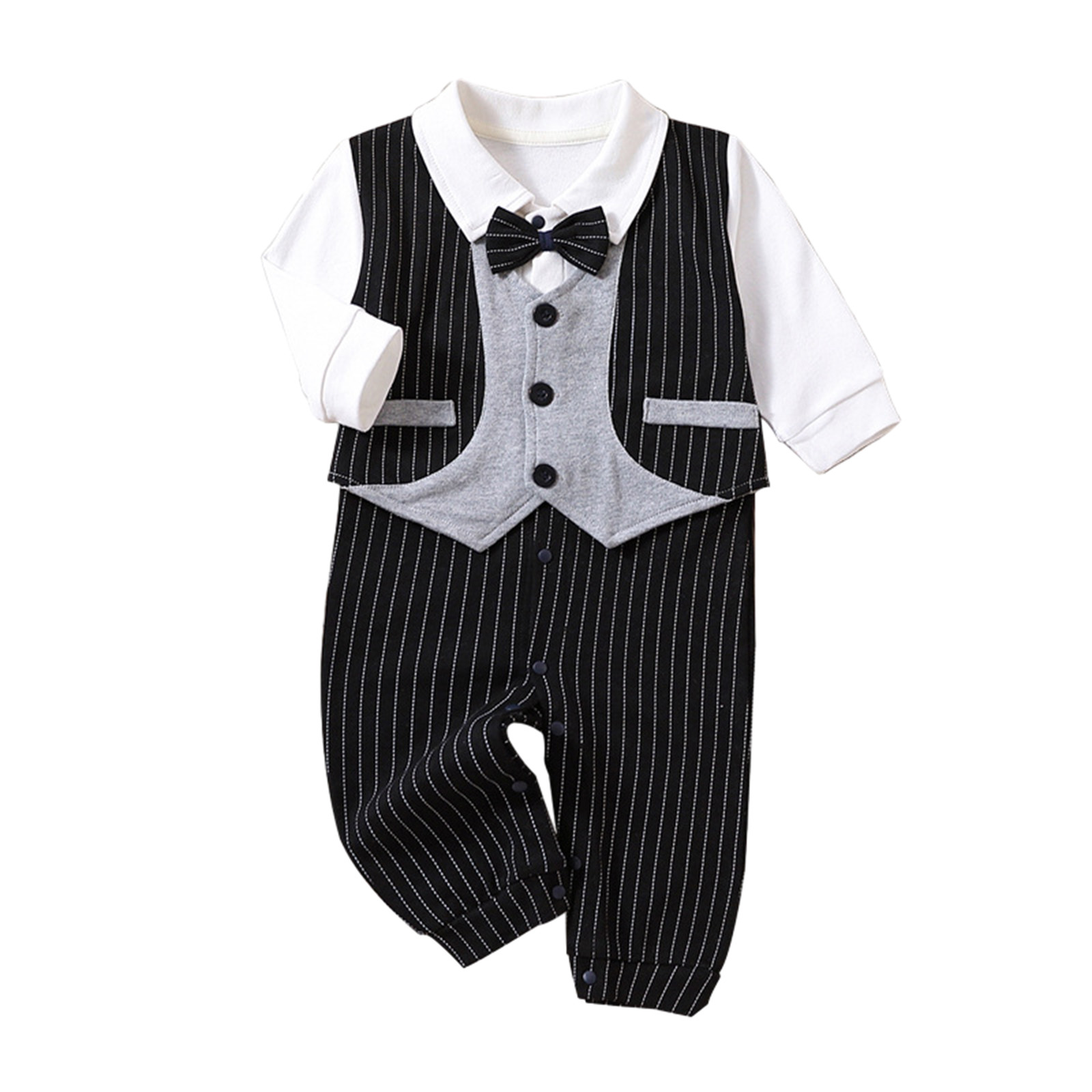 Baby Boys Tuxedo Gentleman Romper Jumpsuit Wedding Outfit 3-14 M